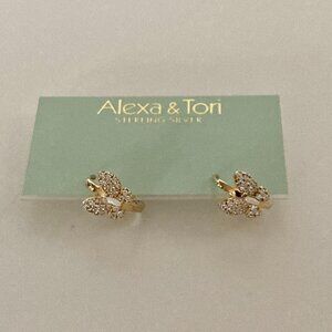 Alexa & Tori 14K Gold Plated Sterling Silver Butterfly Huggie Earrings, Like New